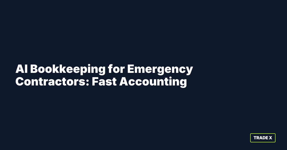 AI bookkeeping dashboard showing real-time expense tracking and automated invoicing for emergency contractors during crisis calls