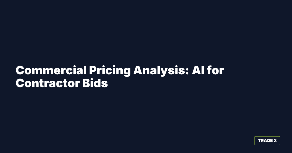 Commercial contractor pricing analysis dashboard showing market data and competitive intelligence for HVAC, plumbing, and electrical bids
